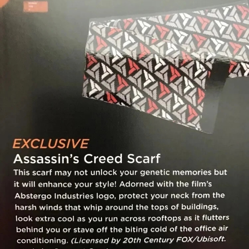 Assassin's Creed- Patterned Scarf - Black, Red, White